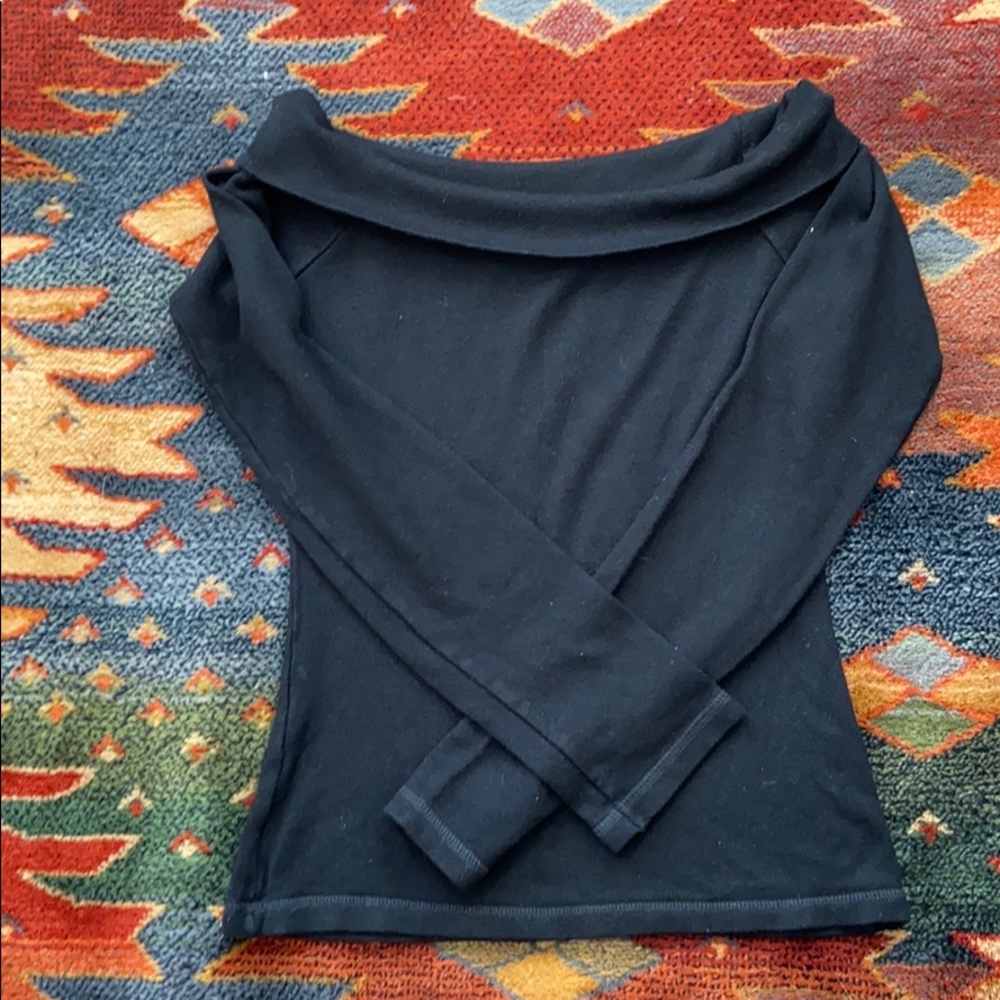Black Zara Off-Shoulder Knit Long Sleeve